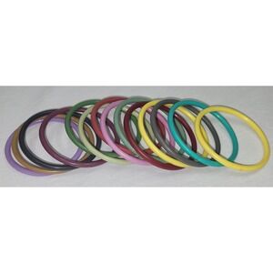 14 Vintage Bangle Stacking Bracelets Multicolor Plastic Retro 1980s